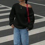 Women's Relaxed Off-Shoulder Pullover Sweater