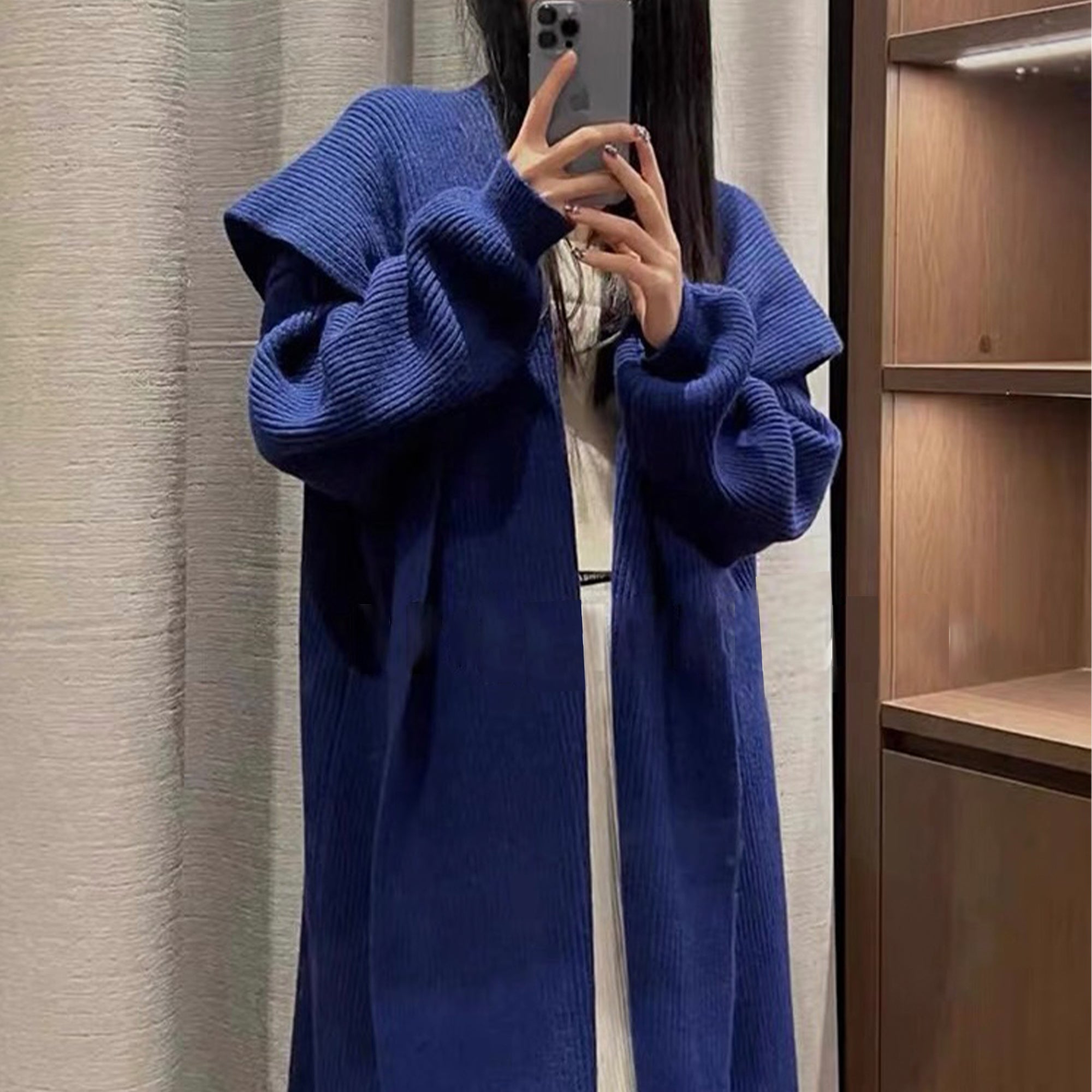 Women's green alpaca wool sweater coat product image 9