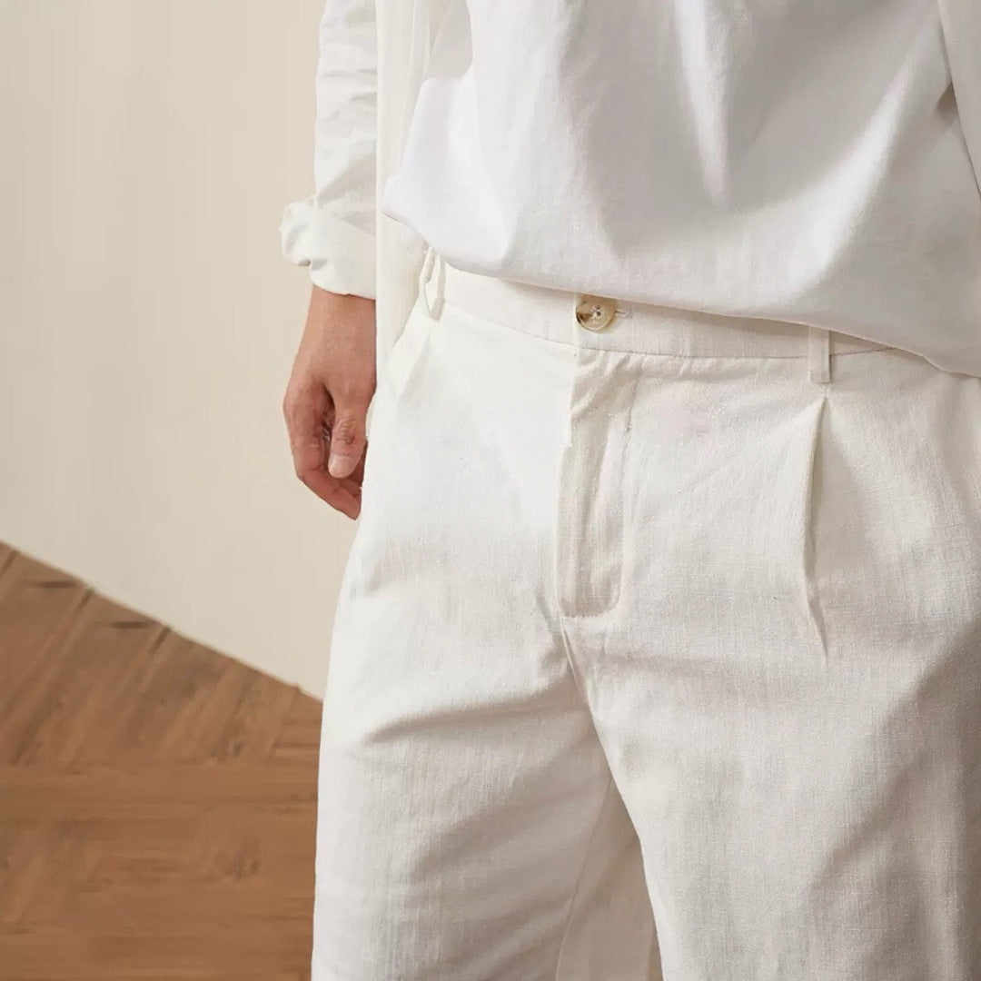 Men's Cropped Mid-Rise Cotton-Blend Pants