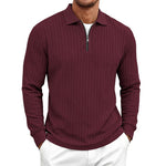Men's Long-Sleeve Zip-Up Polo Shirt