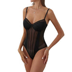 Women's Mesh-Panel Strap Bodysuit