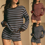 Women's Striped Long-Sleeve Two-Piece Set