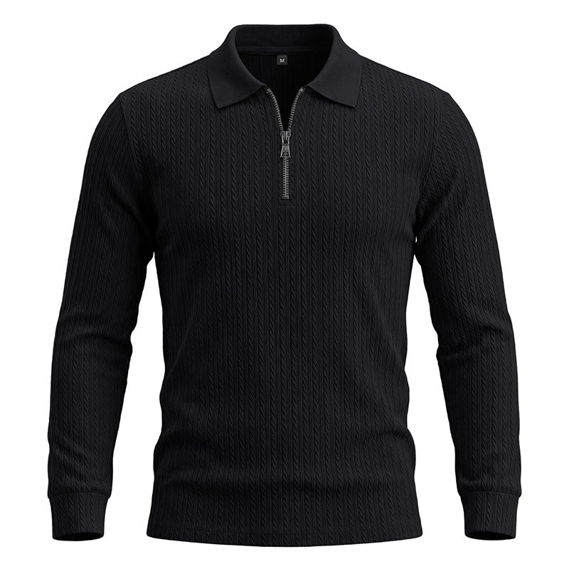 Men's Long-Sleeve Zip-Up Polo Shirt