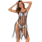Beaded Spaghetti-Strap Beach Cover-Up Dress