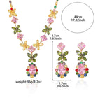 Pink Zircon Necklace and Earrings Set