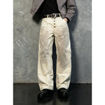 Men's Cream Wide-Leg Baggy Jeans