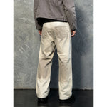 Men's Cream Wide-Leg Baggy Jeans