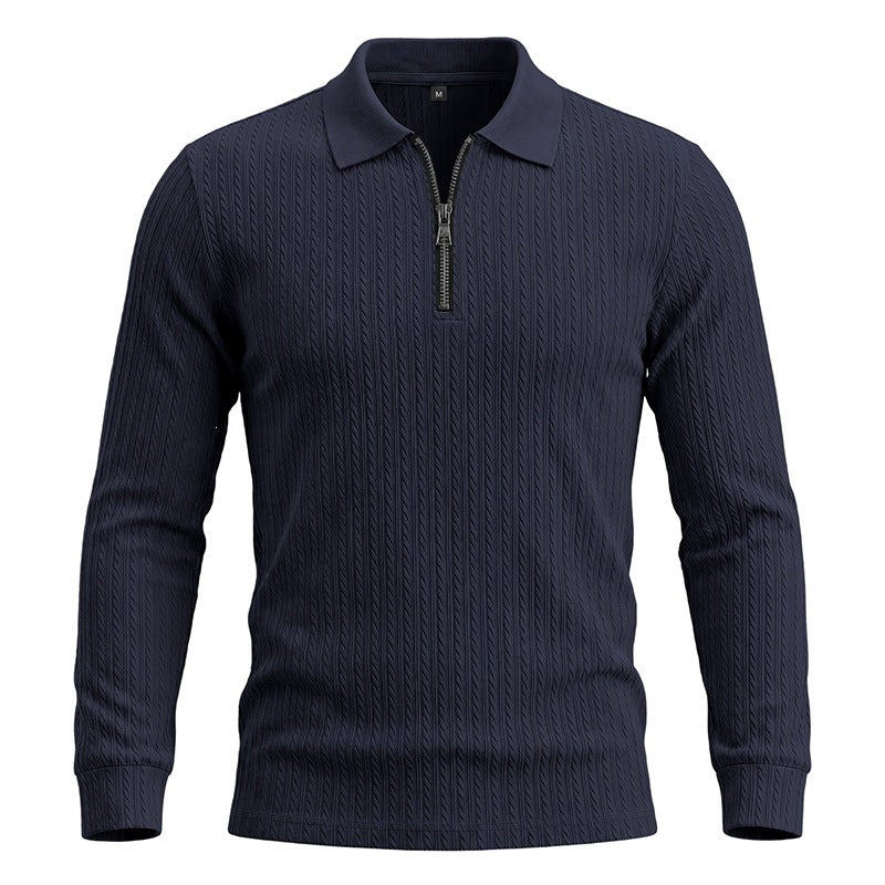 Men's Long-Sleeve Zip-Up Polo Shirt