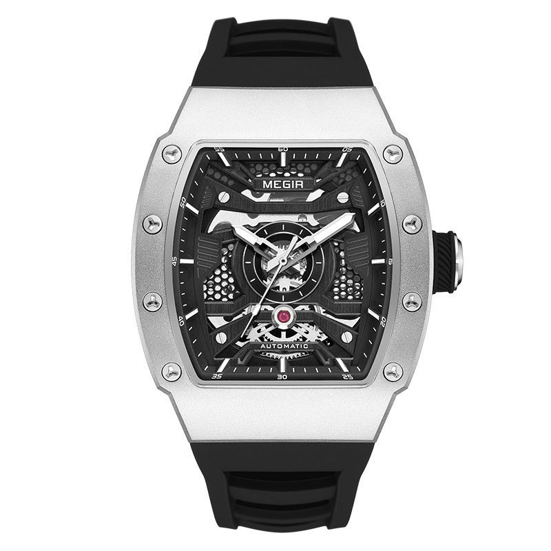 Men's Casual Mechanical Watch with Silicone Strap