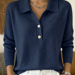 Women's Relaxed Polo Collar Knit Sweater - image 3