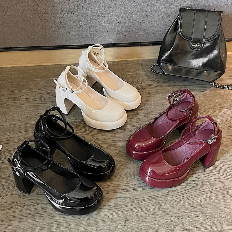 Women's Vintage Double-Strap Platform Mary Jane Heels