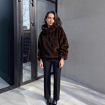 Women's Faux Mink Fur Pullover Hoodie