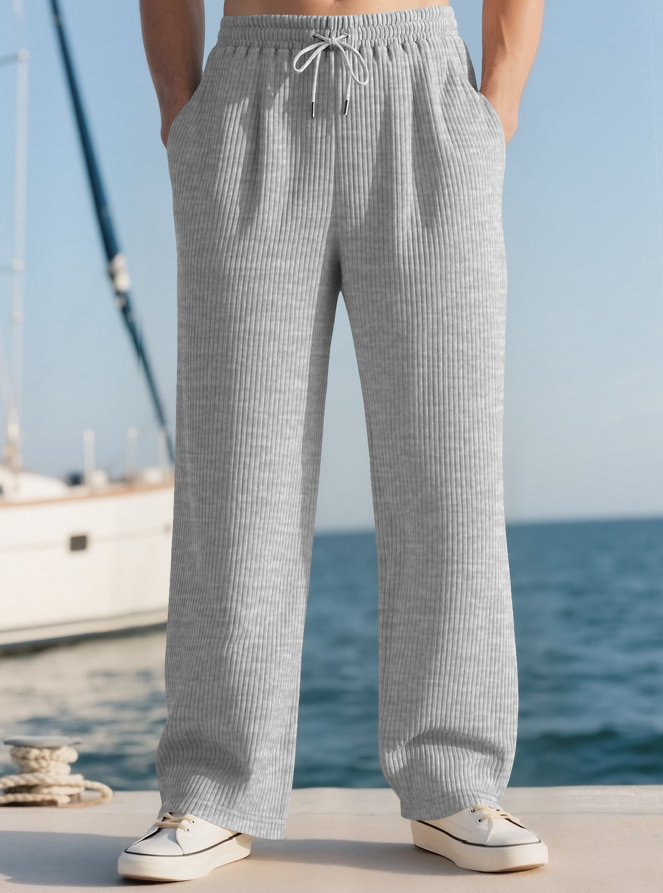 Men's High-Waist Wide-Leg Trousers