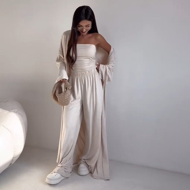 Women's Three-Piece Cardigan and Pants Set