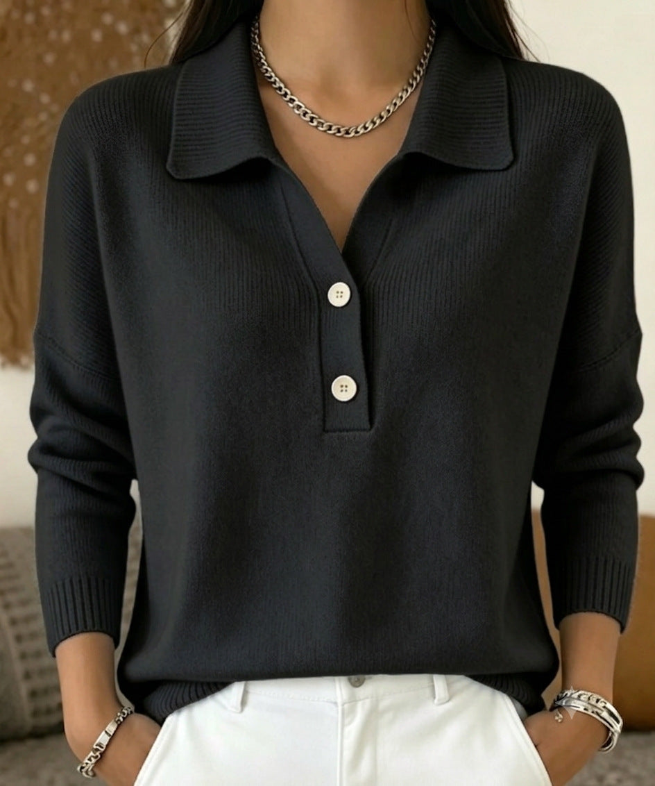 Women's Relaxed Polo Collar Knit Sweater - image 11