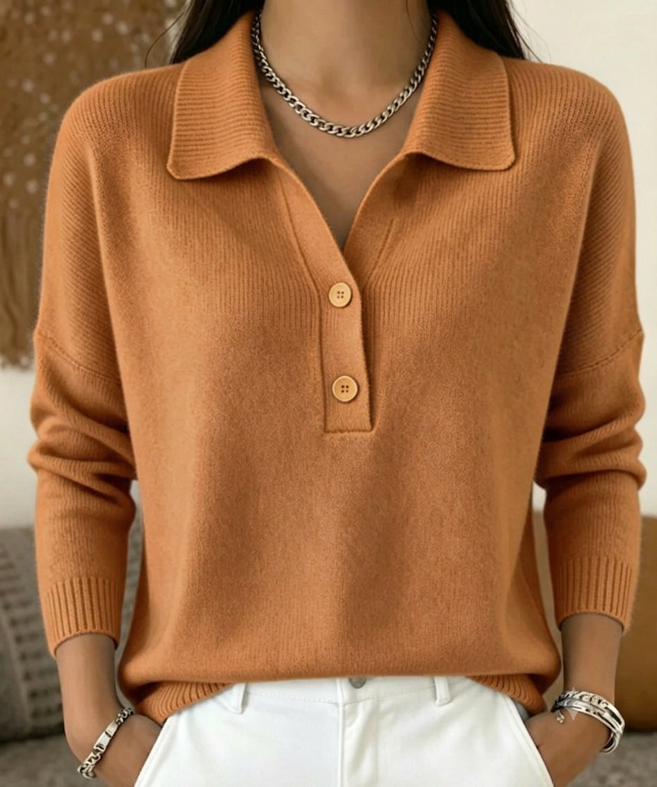Women's Relaxed Polo Collar Knit Sweater - image 9