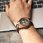 Men's Openwork Wooden Mechanical Watch