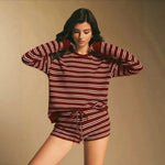 Women's Striped Long-Sleeve Two-Piece Set
