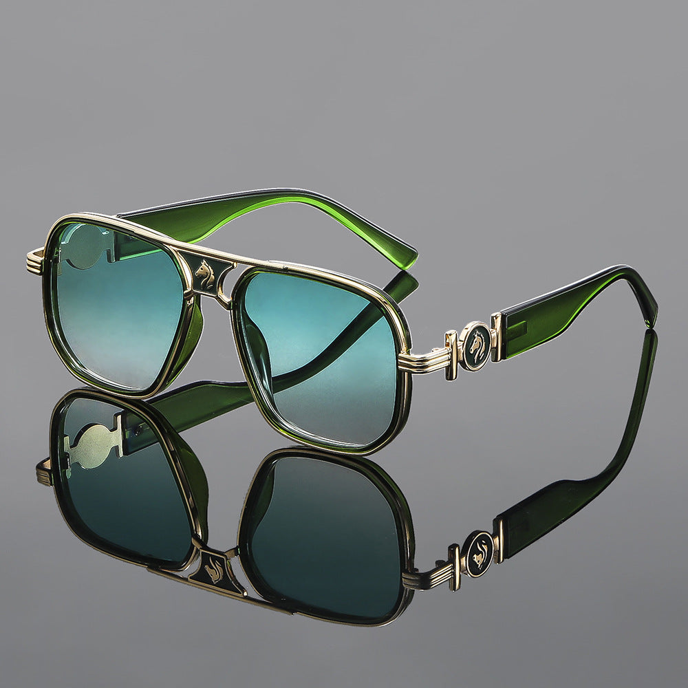 Unisex Square Horse-Detail Sunglasses