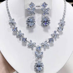 Pink Zircon Necklace and Earrings Set
