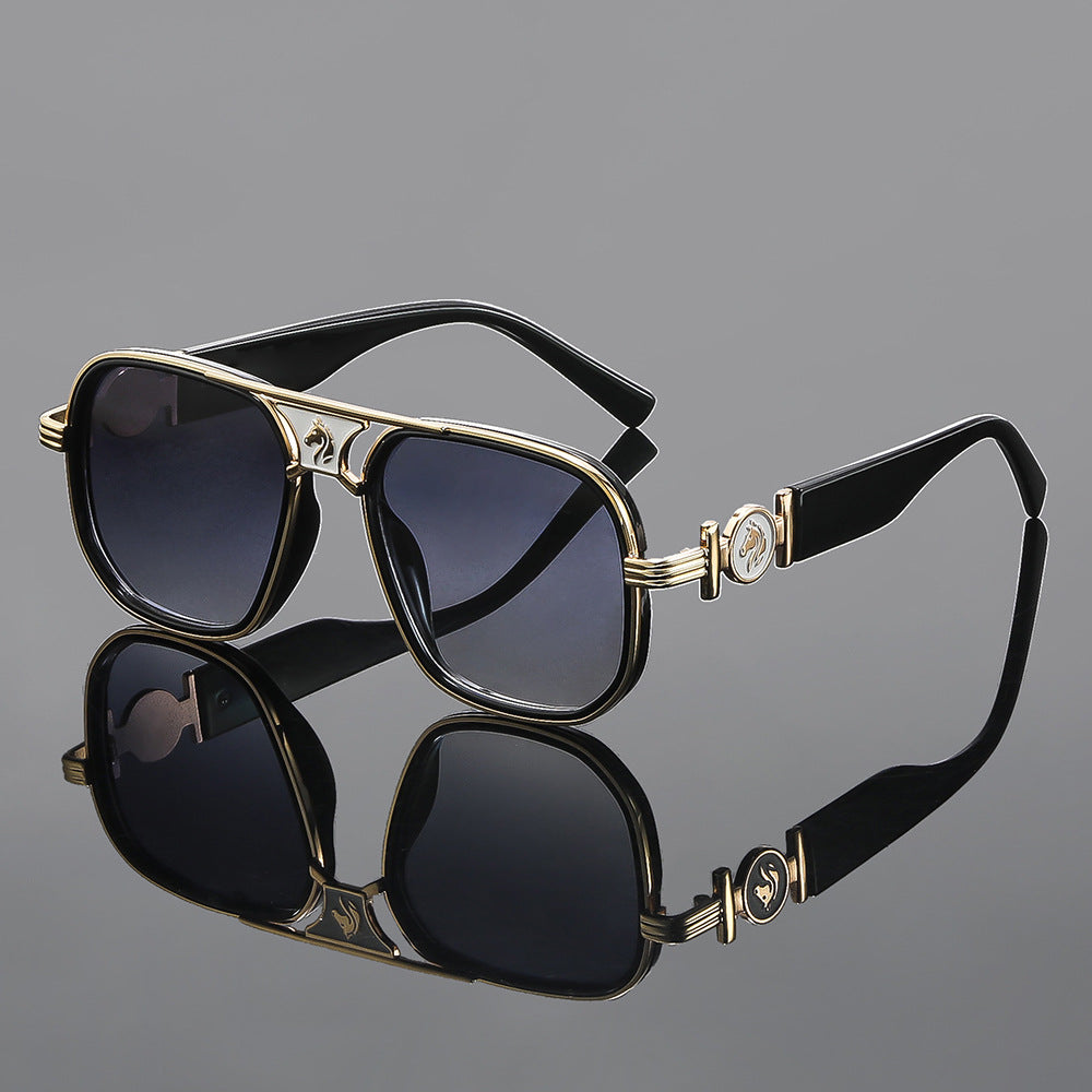 Unisex Square Horse-Detail Sunglasses