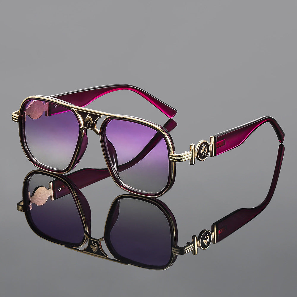 Unisex Square Horse-Detail Sunglasses