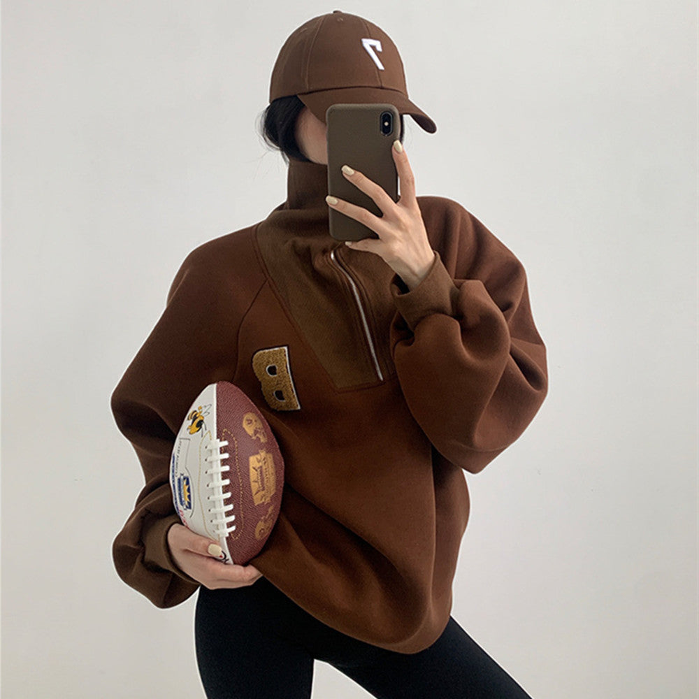 Women's Retro Polo-Collar Long-Sleeve Top
