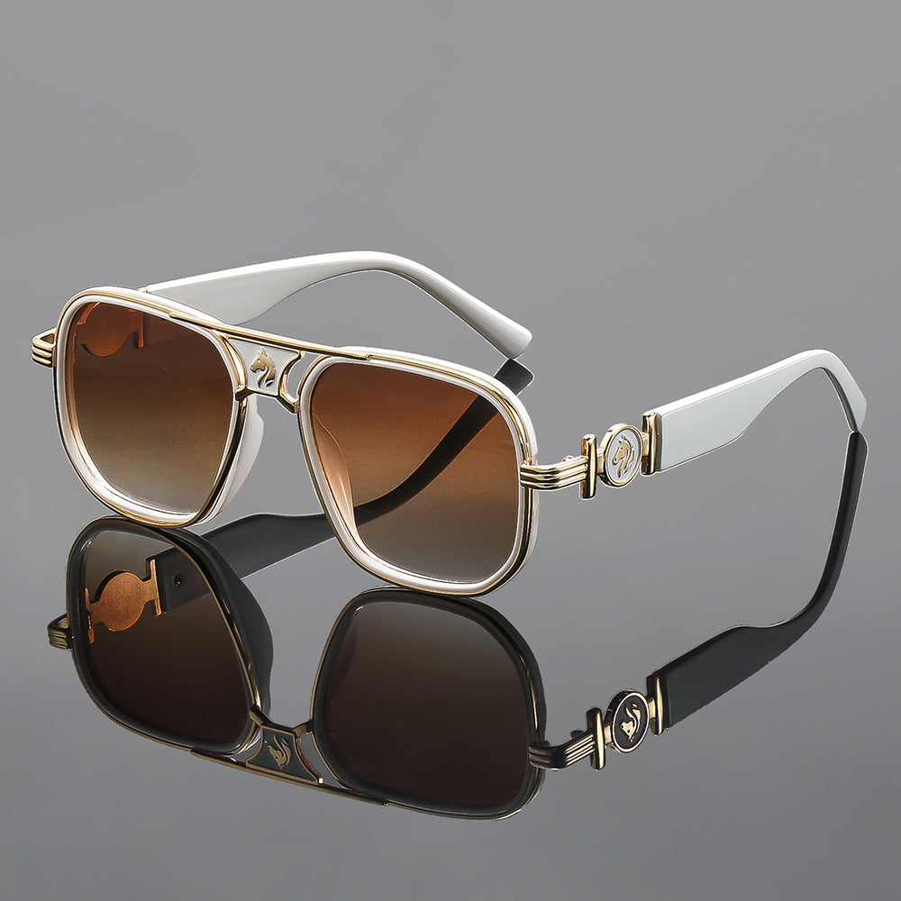 Unisex Square Horse-Detail Sunglasses