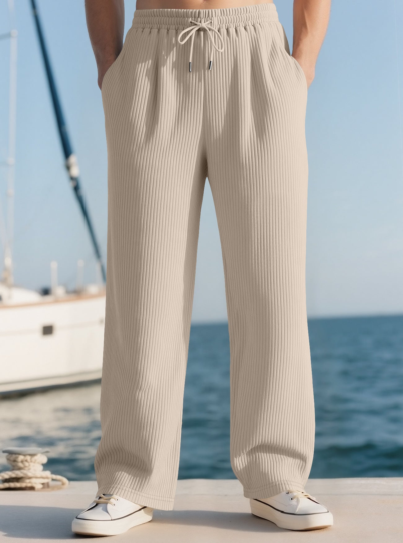 Men's High-Waist Wide-Leg Trousers