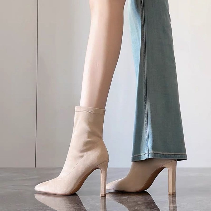Women's Suede-Style Ankle Boots with Heel
