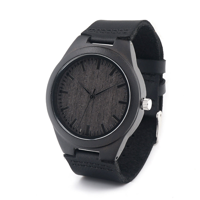 Men's Bamboo and Leather Watch