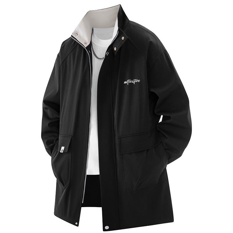Men's Plus-Size Mid-Length Trench Coat