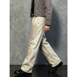 Men's Cream Wide-Leg Baggy Jeans