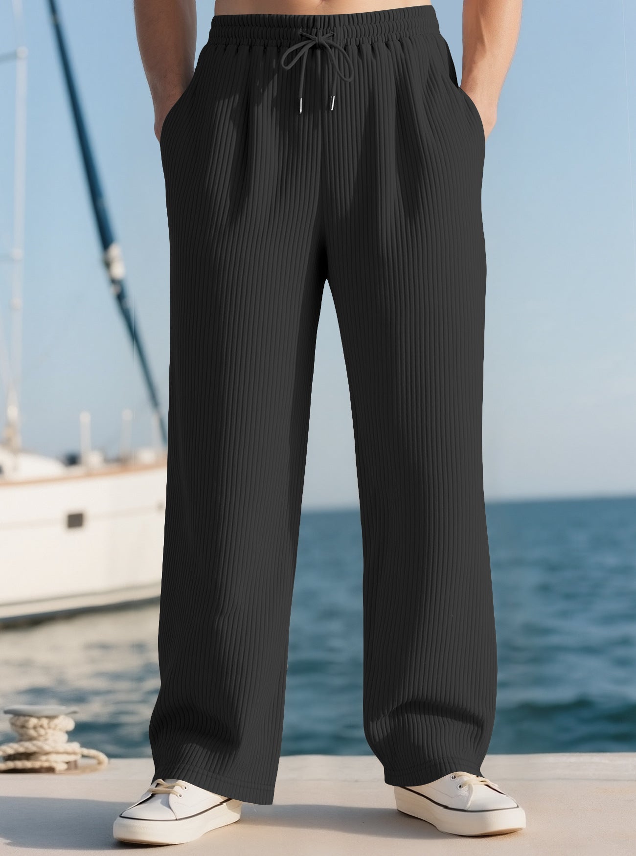 Men's High-Waist Wide-Leg Trousers