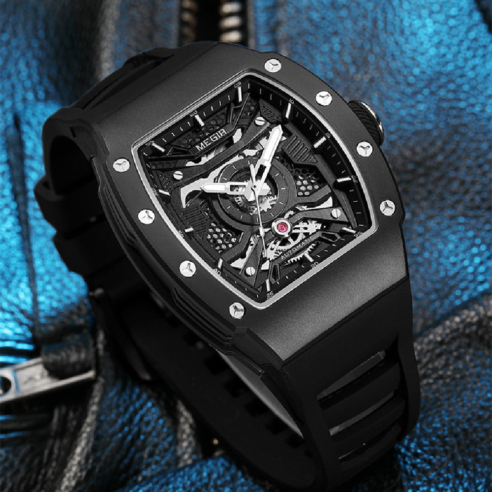 Men's Casual Mechanical Watch with Silicone Strap