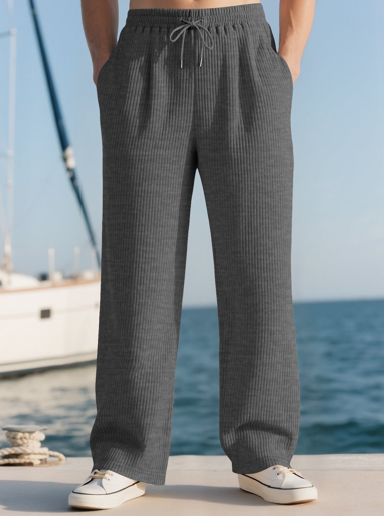 Men's High-Waist Wide-Leg Trousers