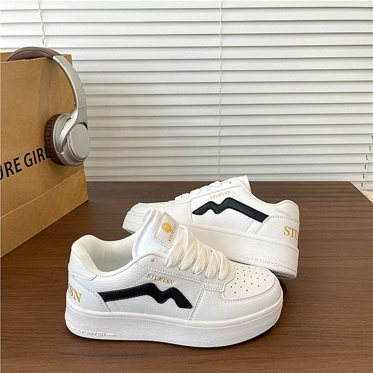 Women's Thick-Sole Casual White Sneakers
