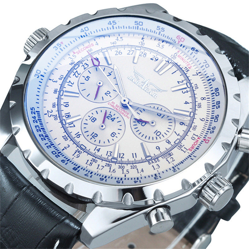 Men's Large-Dial Openwork Mechanical Watch